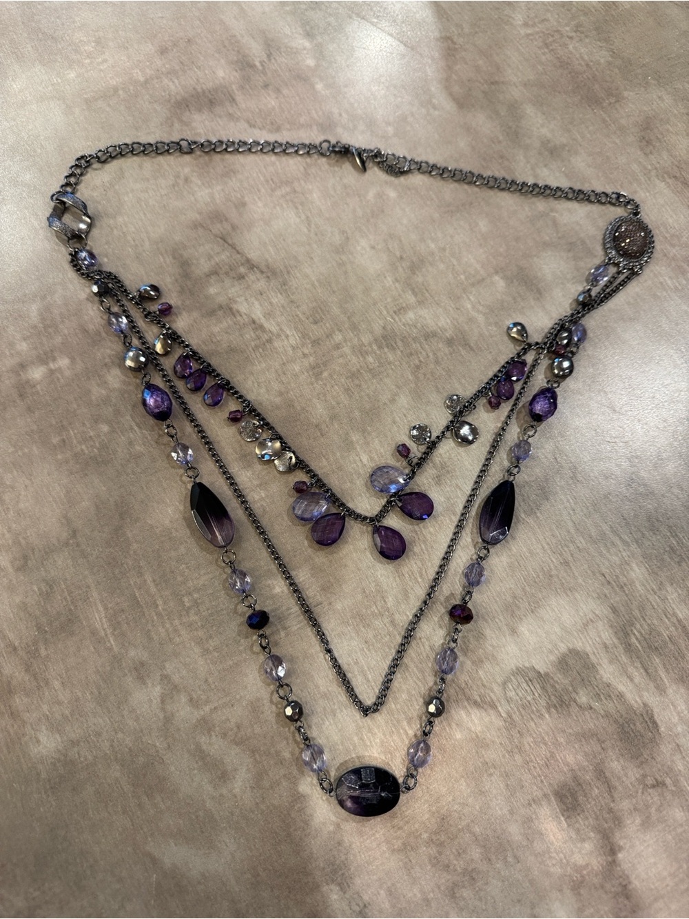 New York Co Women's multistrand Layered Purple Crystal Necklace
